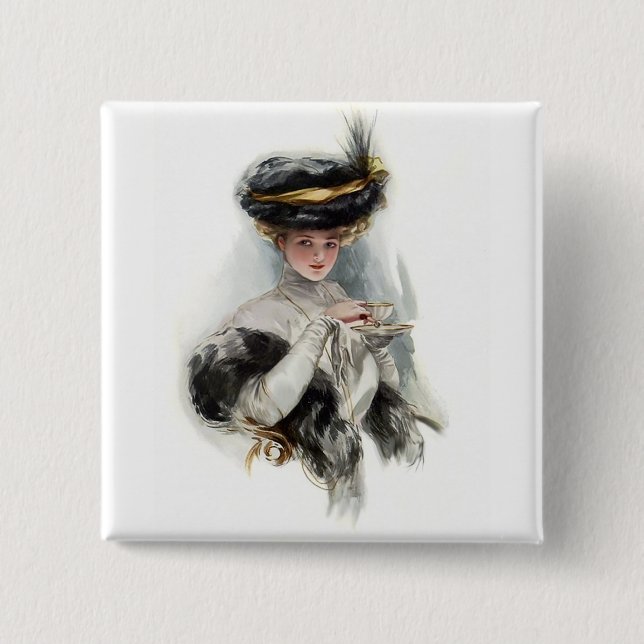 Afternoon Tea Lady Button (Front)