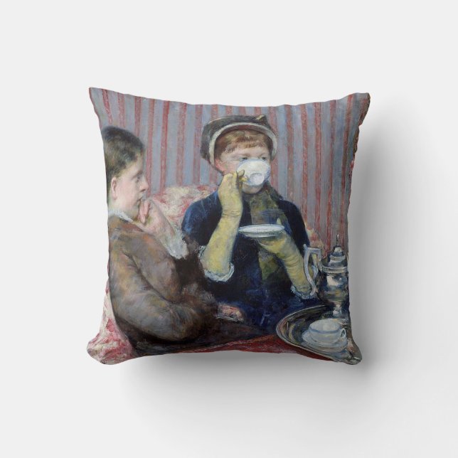Afternoon Tea, Mary Cassatt Throw Pillow (Front)