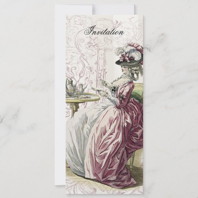 Afternoon Tea on Linen Invitation (Front)