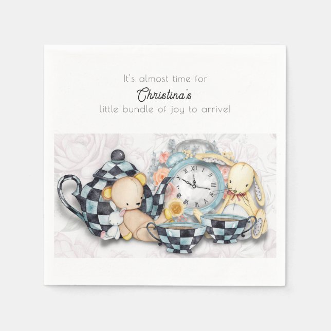 Afternoon Tea Party Baby Shower Paper Napkins (Front)