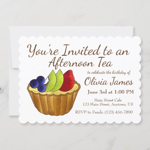 Afternoon Tea Party Birthday Bridal Shower Tart Invitation