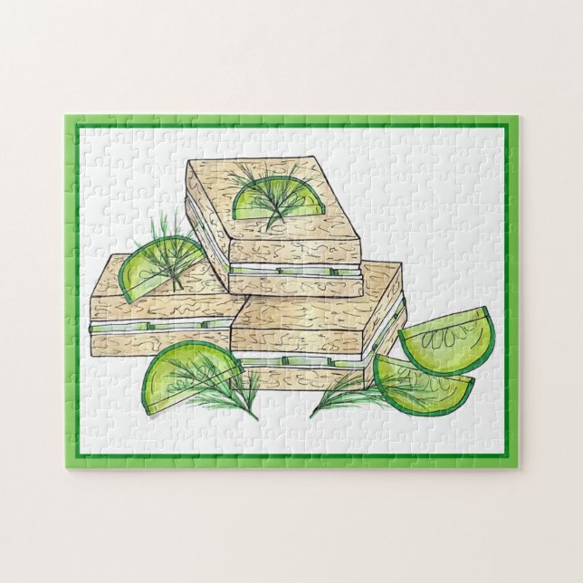 Afternoon Tea Party Cucumber Dill Finger Sandwich Jigsaw Puzzle (Horizontal)
