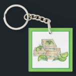 Afternoon Tea Party Cucumber Dill Finger Sandwich Keychain<br><div class="desc">Foodie-themed design features an original marker illustration of a classic cucumber finger sandwich with cream cheese and dill. Perfect for an afternoon tea party!</div>