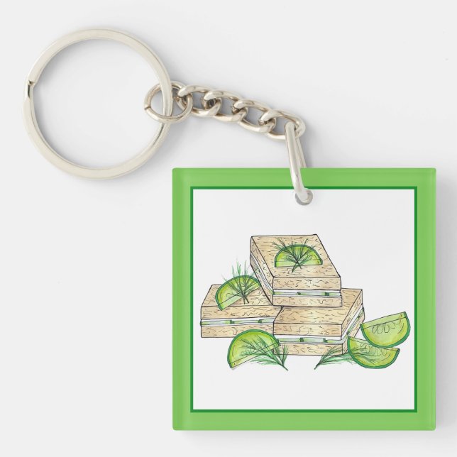 Afternoon Tea Party Cucumber Dill Finger Sandwich Keychain (Front)