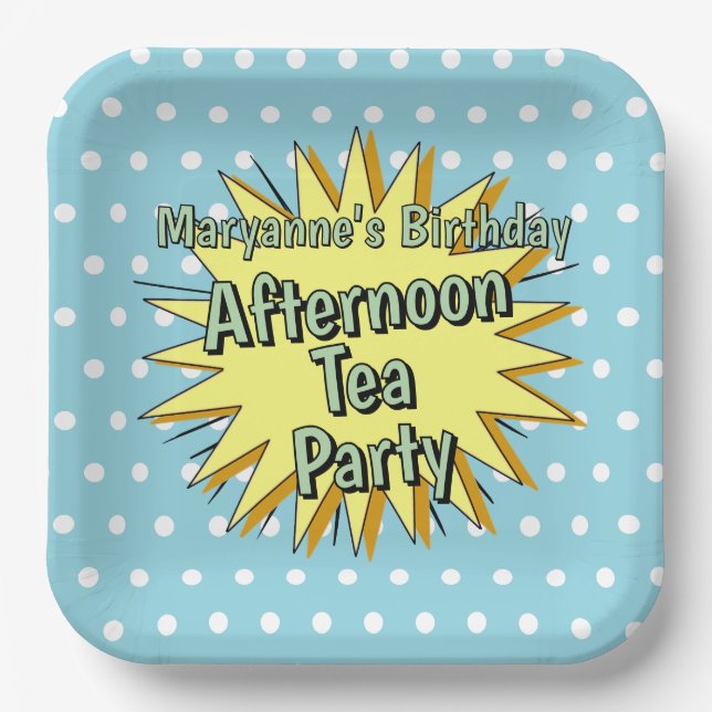 Afternoon tea party fifties style retro vibes paper plates (Front)