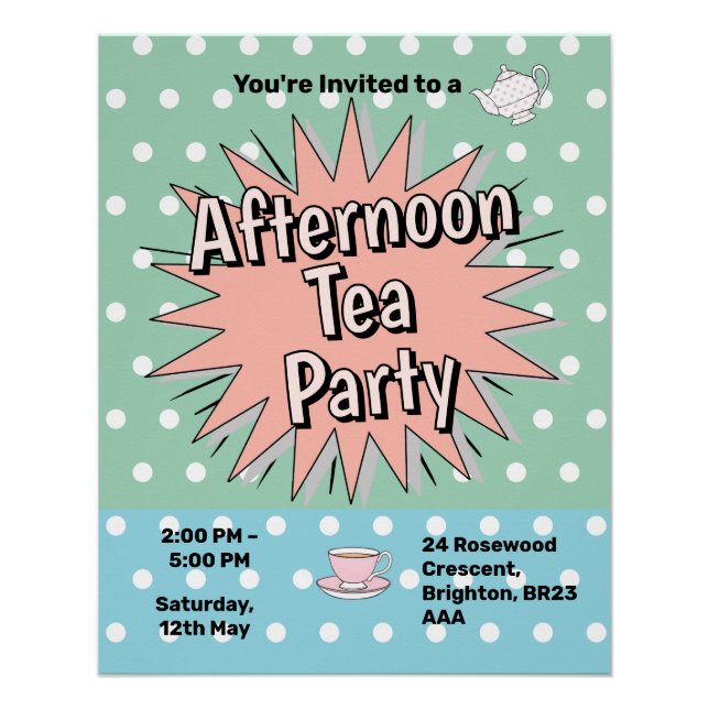 Afternoon tea party fifties style retro vibes poster (Front)