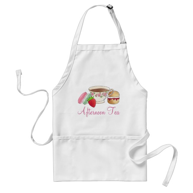 Afternoon Tea Party Macarons Teacup Cream Scone Adult Apron (Front)