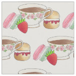 Afternoon Tea Party Macarons Teacup Cream Scone Fabric