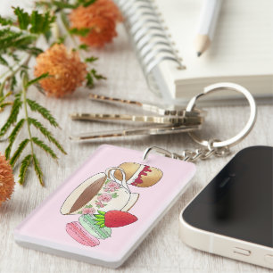 Afternoon Tea Party Macarons Teacup Cream Scone Keychain