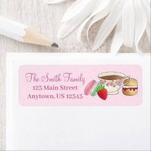 Afternoon Tea Party Macarons Teacup Cream Scone Label