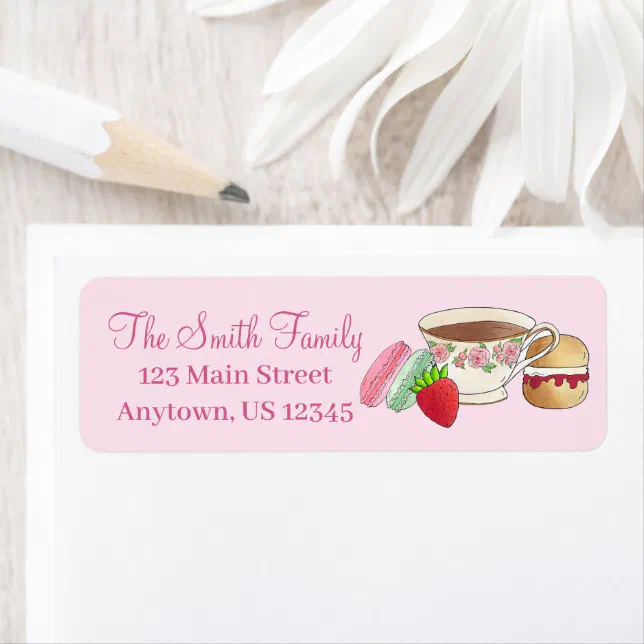 Scone Labels Afternoon Tea Party Macarons Teacup Cream Scone Label | Zazzle