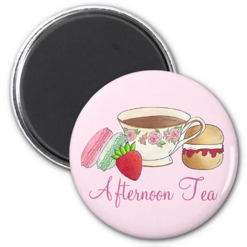 Afternoon Tea Party Macarons Teacup Cream Scone Magnet
