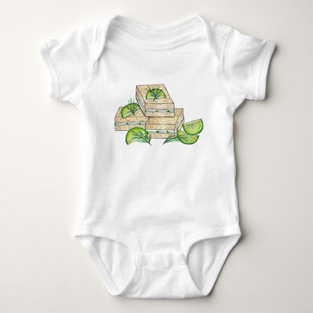 Afternoon Tea Party Shower Cucumber Sandwiches Baby Bodysuit (Front)