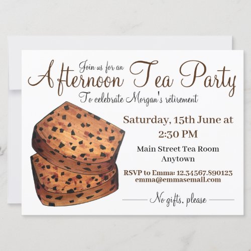 Afternoon Tea Party Shower Welsh Bara Brith Bread Invitation