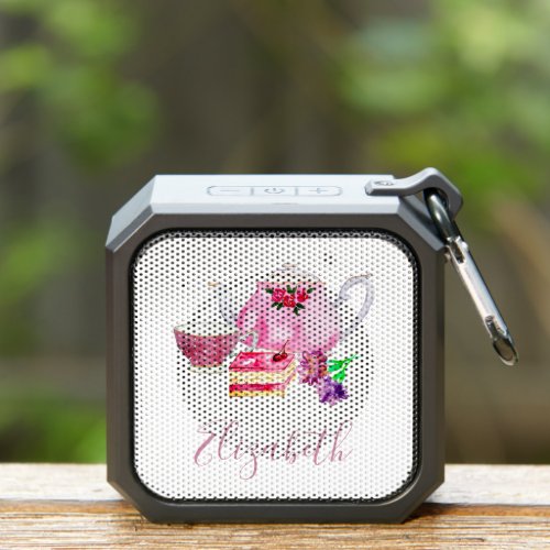 Afternoon Tea Party Watercolor Personalized Script Bluetooth Speaker