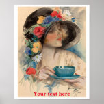 Afternoon Tea Poster<br><div class="desc">"Afternoon Tea” (1925) by American artist Harrison Fisher (1877 - 1934). One of a large collection of vintage art based and original designs from PhoenixRetro on Zazzle.</div>