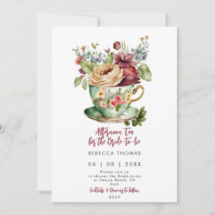 afternoon tea roses bridal shower invitation