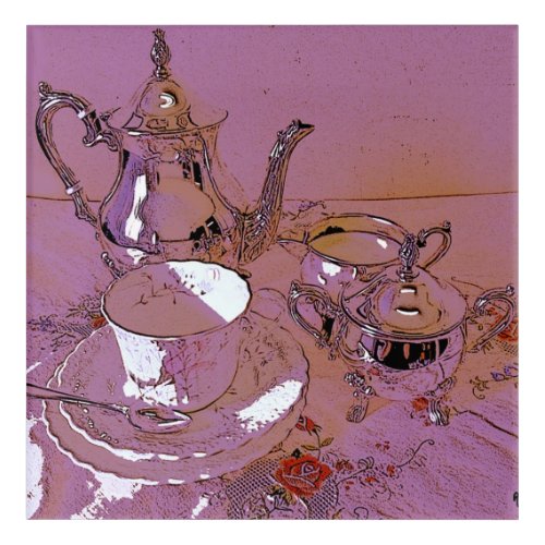 Afternoon tea silver teaset acrylic print