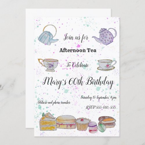 Afternoon Tea Watercolour Invitation