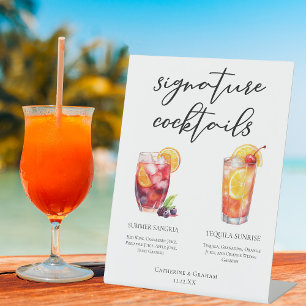 Afternoon Wedding Signature Cocktails Menu Pedestal Sign