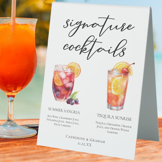 Afternoon Wedding Signature Cocktails Menu Table Tent (Creator Uploaded)