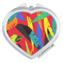 Aftersome- Bright Red Vivid Abstract Cutouts Compact Mirror