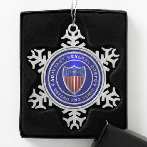 AG Adjutant General Corps  Snowflake Pewter Christmas Ornament
