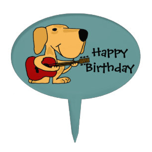 AG- Labrador Playing Guitar Birthday Cake Pick
