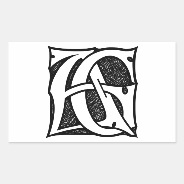AG Monogram - Initials AG in Gothic Style Letters Rectangular Sticker (Front)