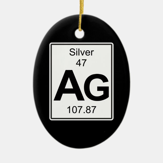 Ag - Silver Ceramic Ornament (Front)