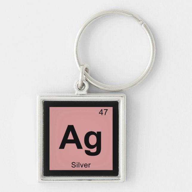 Ag - Silver Chemistry Periodic Table Symbol Keychain (Front)