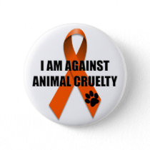 Against Animal Cruelty Orange Awareness Ribbon Button