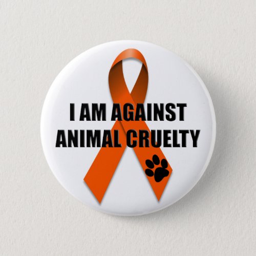 Against Animal Cruelty Orange Awareness Ribbon Button