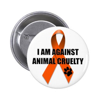 Against Animal Cruelty Orange Awareness Ribbon 2 Inch Round Button