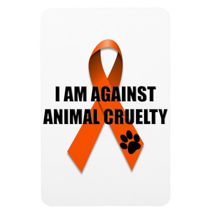 Against Animal Cruelty Orange Awareness Ribbon Rectangle Magnets