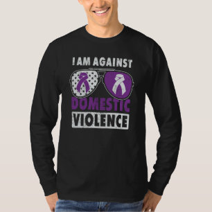 Against Domestic Violence purple ribbon sunglasses T-Shirt