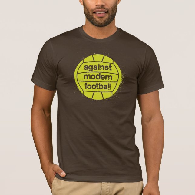 Against Modern Football (Brown/Lime) T-Shirt (Front)