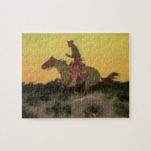 Against the Sunset by Remington Vintage Cowboys Jigsaw Puzzle