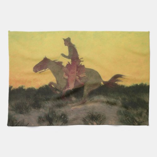 Against the Sunset by Remington Vintage Cowboys Kitchen Towel