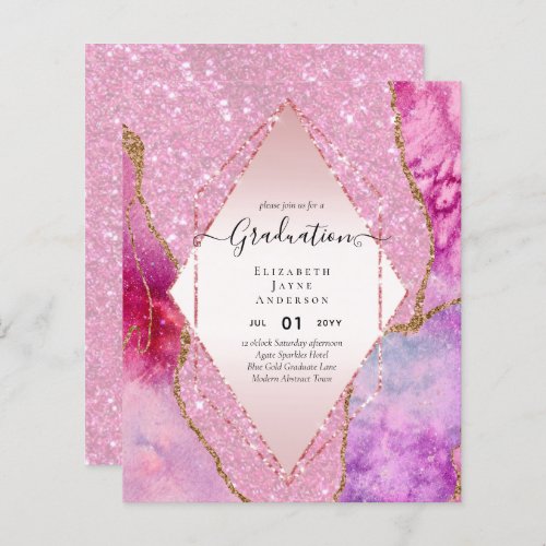 Agaite Glitter GRADUATION Party Invites Glam CHIC