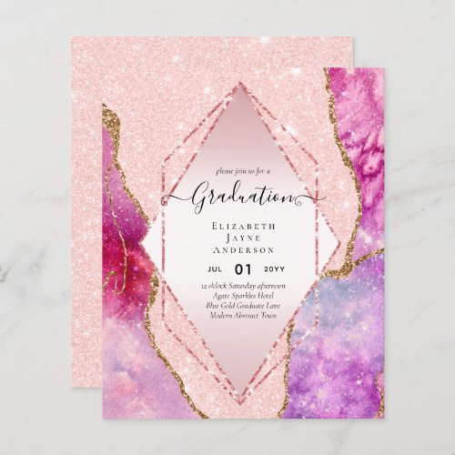 Agaite Glitter GRADUATION Party Invites Glam CHIC