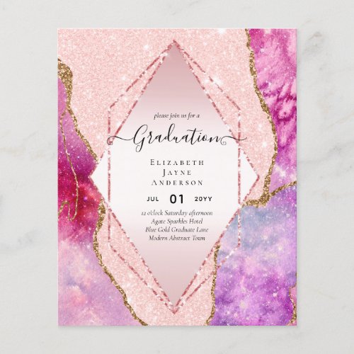 Agaite Glitter GRADUATION Party Invites Glam CHIC Flyer