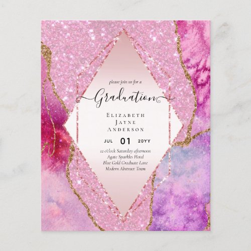 Agaite Glitter GRADUATION Party Invites Glam CHIC Flyer