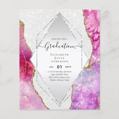 Agaite Glitter GRADUATION Party Invites Glam CHIC Flyer