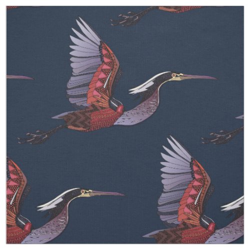 Agami heron indigo fabric