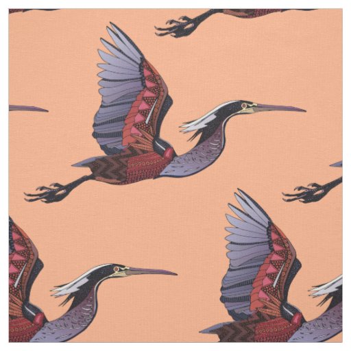 Agami heron peach fabric