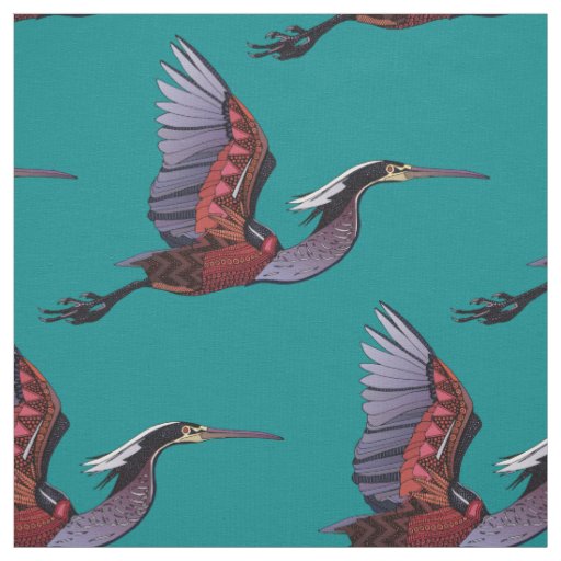 Agami heron teal fabric