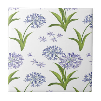 agapanthus African lily flowers seamless pattern Ceramic Tile