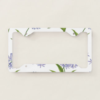 agapanthus African lily flowers seamless pattern License Plate Frame