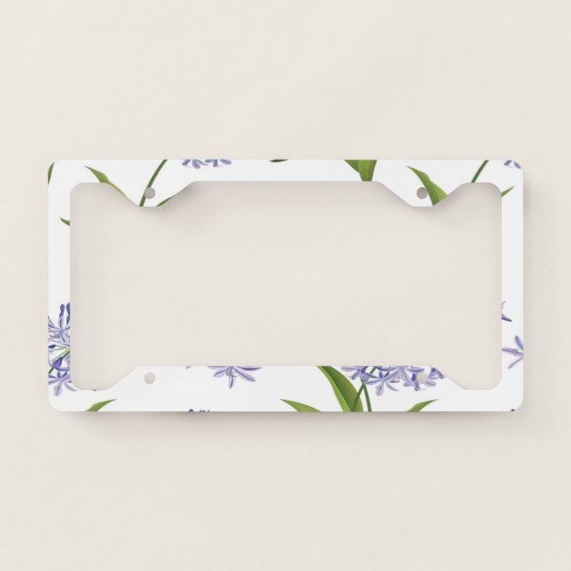 agapanthus African lily flowers seamless pattern License Plate Frame (Front)